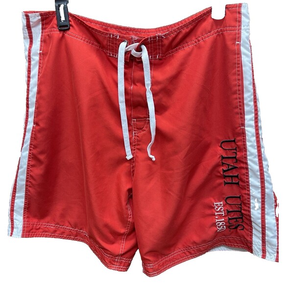 UTAH UTES est 1850 NCAA vintage red & white lined basketball shorts men's Sz 2XL - Picture 1 of 7